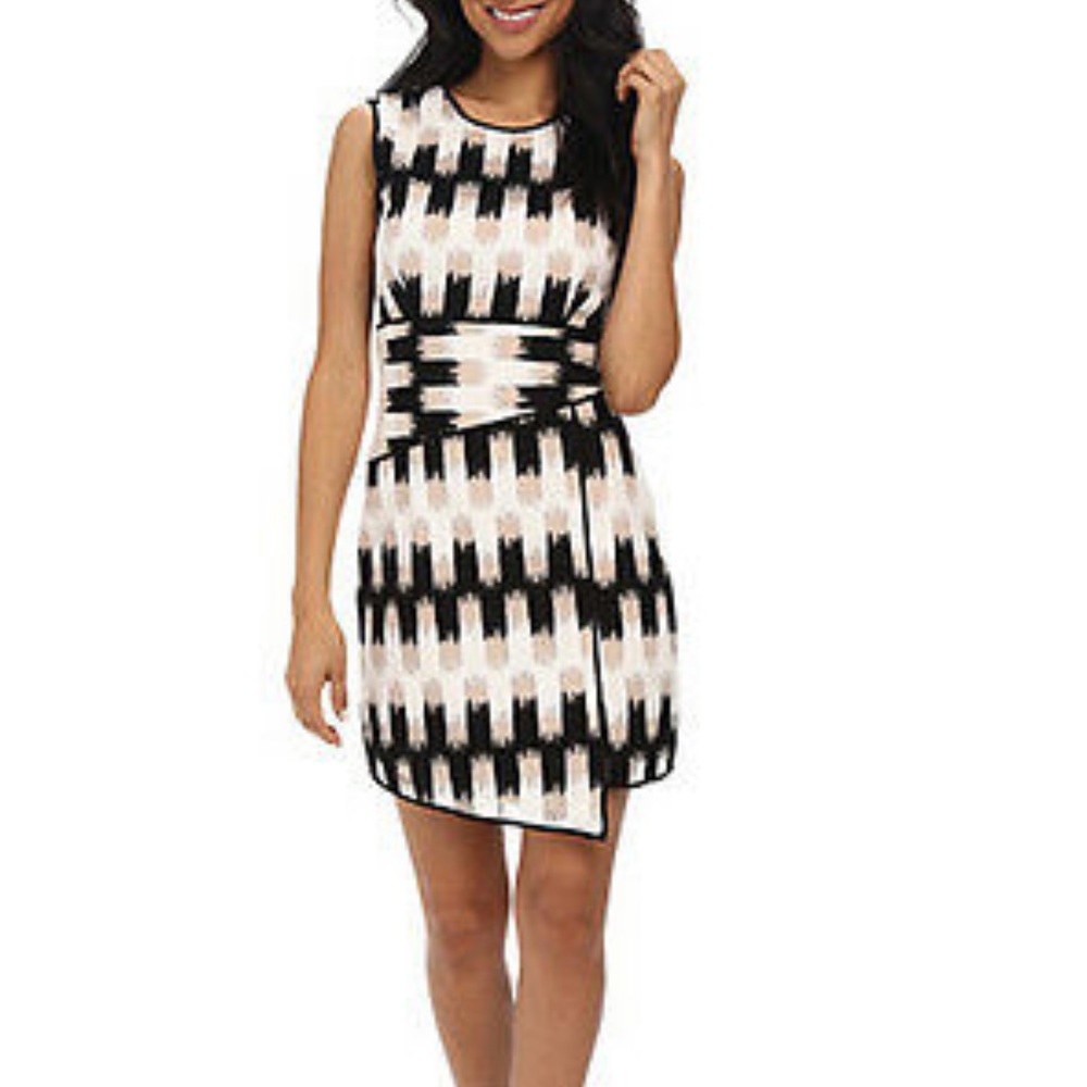 BCBG black and white Alivia asymmetrical dress